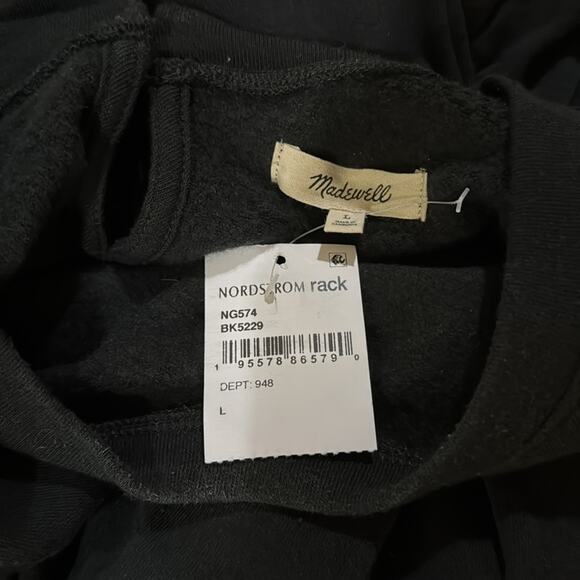 Madewell Puff Sleeve Long Sleeve Sweater - Soft Black Size L - Picture 5 of 6